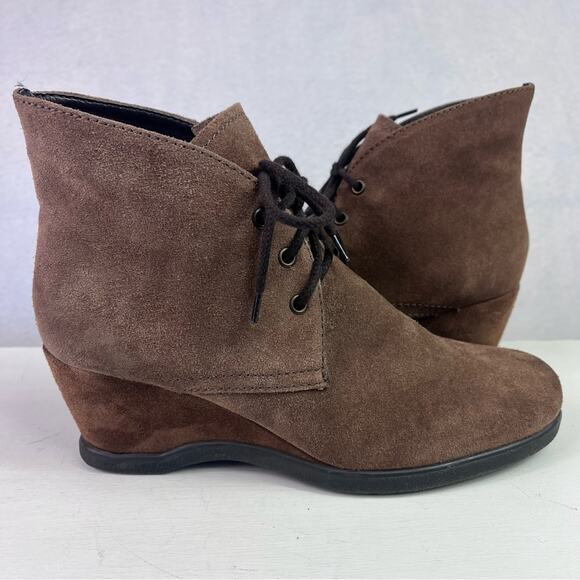 The Flexx Boots Womens 7.5 Brown Suede Leather Wedge Lace Up - Picture 6 of 12
